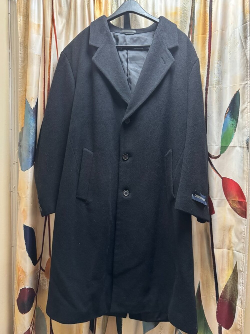 London Fog Black Wool Blend Overcoat
